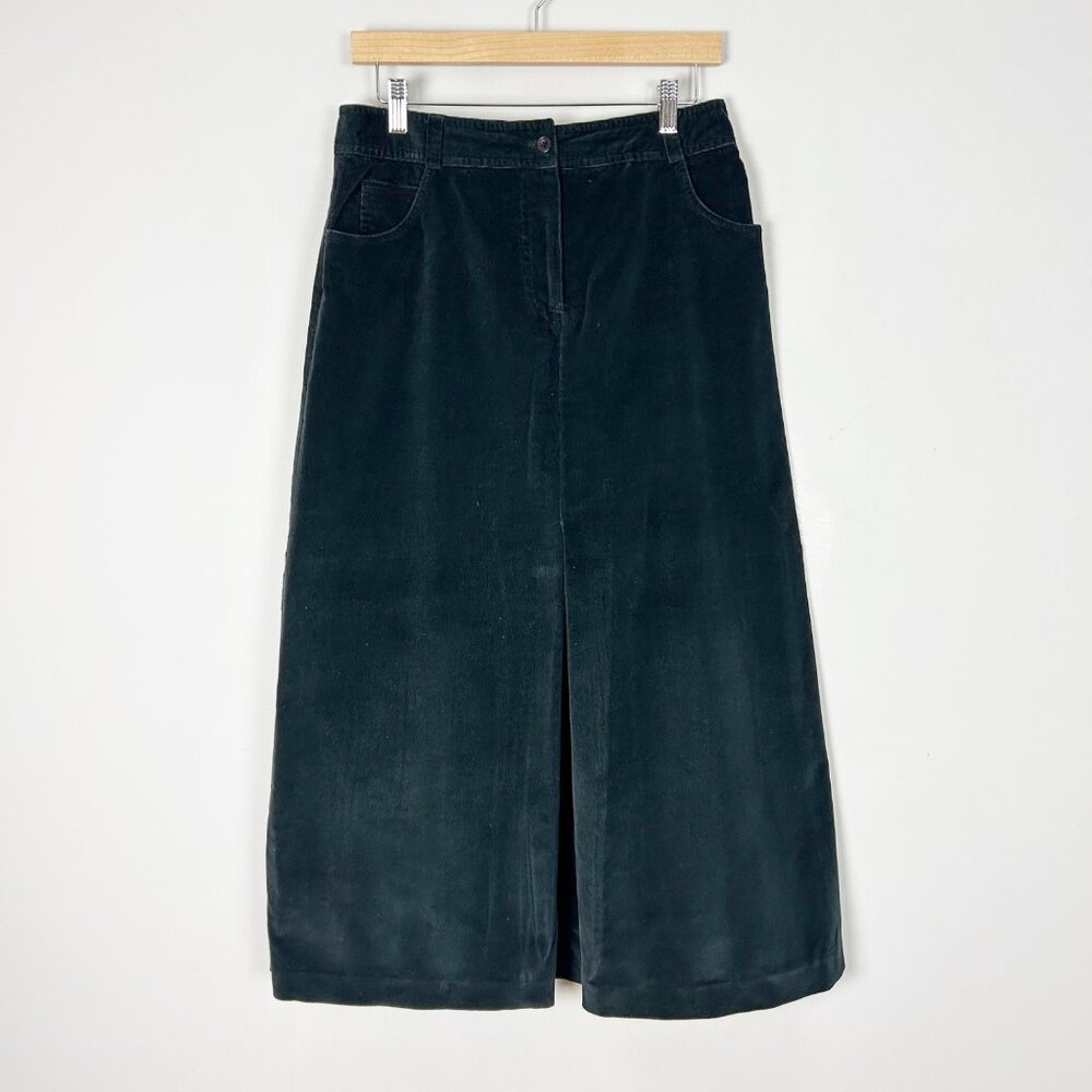 Women’s Y2K Dark Gray Fine Wale Corduroy A-line Maxi Skirt Winter Size 12